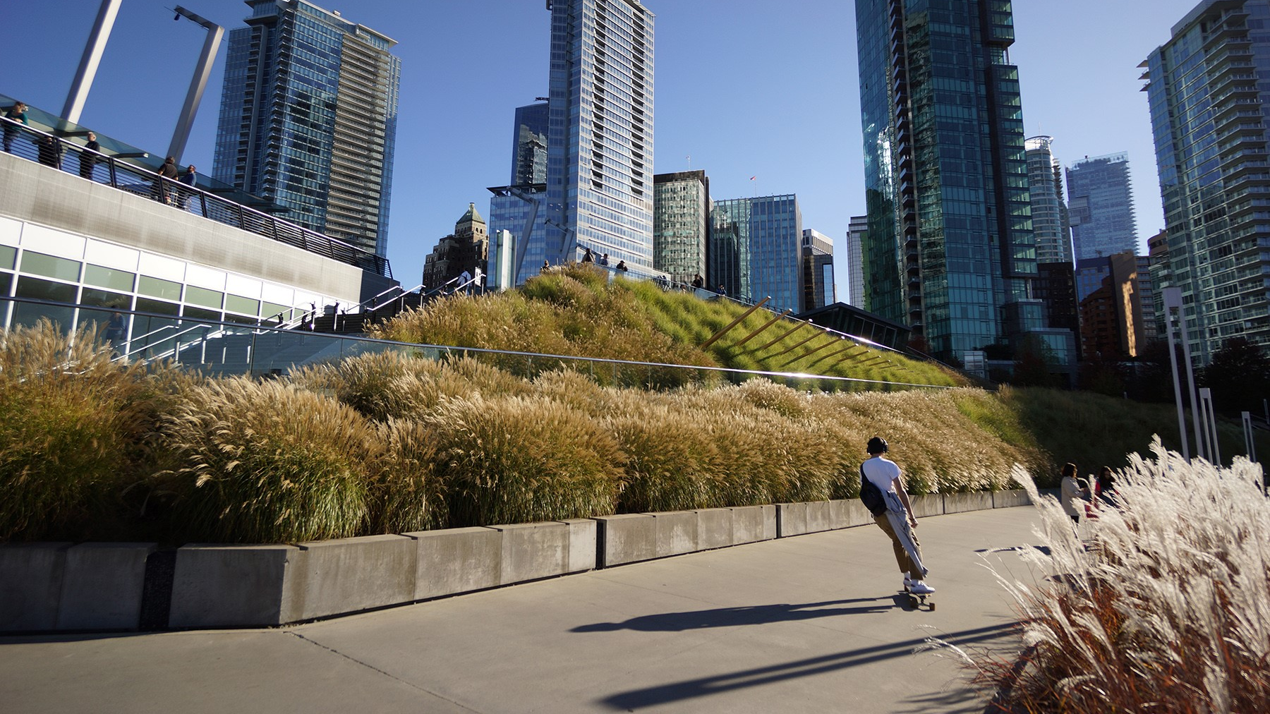 Green rainwater infrastructure, including green roofs, is being implemented across Vancouver to naturally capture, clean, and absorb rainwater.
