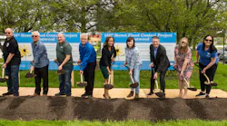 (From L to R): Cook County School District 130 Board President William Werner, Crestwood Trustee Frank Caldario, Crestwood Trustee Anthony J. Benigno, Crestwood Mayor Kenneth Klein, MWRD President Kari K. Steele, Crestwood Trustee Patricia Theresa Flynn, MWRD Executive Director Brian A. Perkovich, Cook County School District 130 Superintendent Colleen M. McKay and MWRD Commissioner Mariyana Spyropoulos.