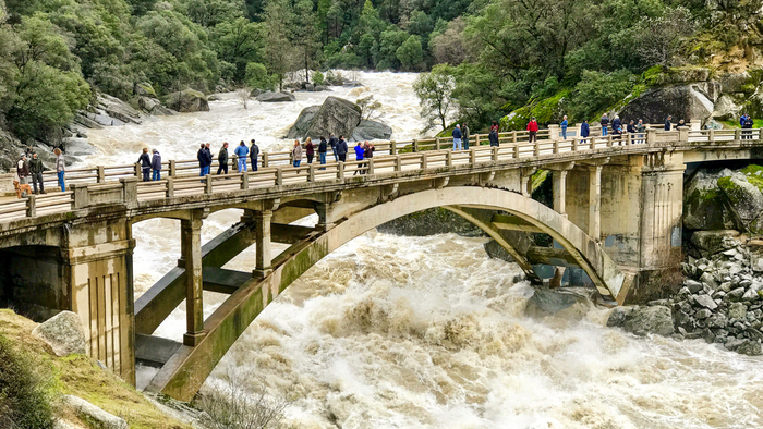 During January 2017, a rain-on-snow event caused flooding along the South Fork of the Yuba River in California.