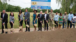 MWRD Commissioner Chakena D. Perry and Executive Director Brian A. Perkovich joined U.S. Senator Dick Durbin, U.S. Army Corps of Engineers Chicago District Commander Col. Paul Culberson, Robbins Mayor Darren E. Bryant, village trustees and partners to signal the beginning of construction on the Robbins Stormwater Park and Midlothian Creek Restoration Project.