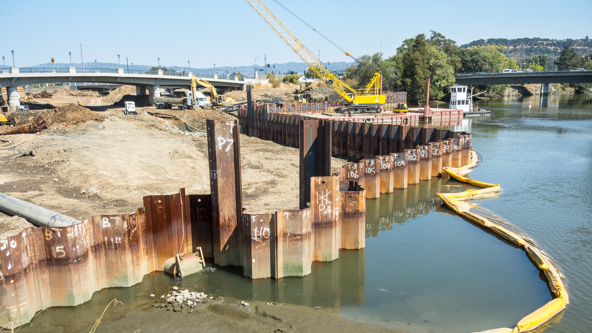 Flood control project underway, Napa, Calif.