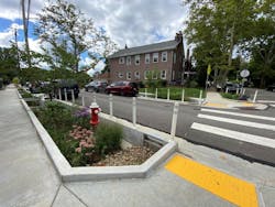 Stormwater bumpouts along Solway Street direct stormwater runoff to underground storage in Wightman Park and improve pedestrian safety. Stormwater bumpouts along Solway Street direct stormwater runoff to underground storage in Wightman Park and improve pedestrian safety.