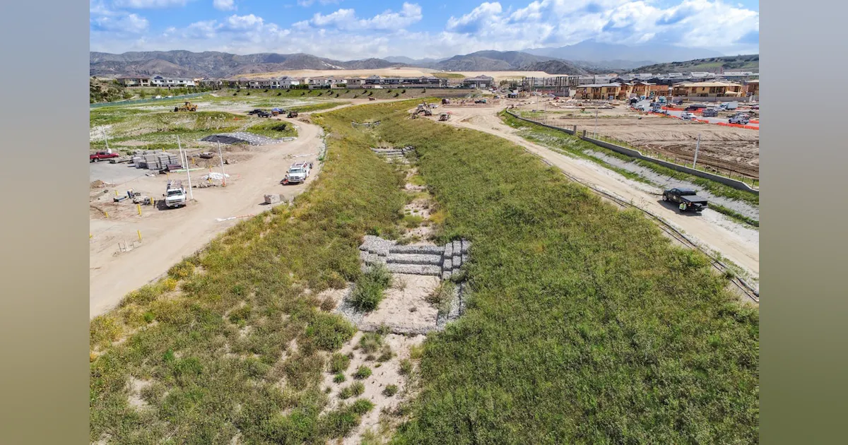 Gabion Drop Structures Establish Natural Bottom Open Channel Drainage ...