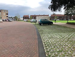 Interlocking brick (left) is one of the oldest forms of permeable paving, while a newer generation of concrete tiles can accommodate gravel or grass. Interlocking brick (left) is one of the oldest forms of permeable paving, while a newer generation of concrete tiles can accommodate gravel or grass.