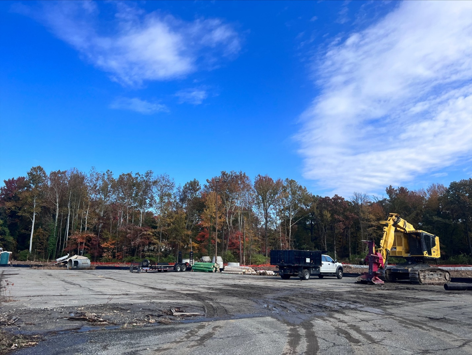 The Clean Water Partnership (CWP) team members start grading operations and construction planning for Nine Pond project in Hyattsville, MD. The CWP leads the efforts behind this stormwater infrastructure project, utilizing local businesses including Bald Eagle Partners, Soltesz, D & F Construction Company, SMI Environmental Site Services, Tina Boyd & Associates and CWP Mentor Protege Program Cohort 2 graduates, Clinton Sewer Experts, Inc. and Arya Civil, LLC.