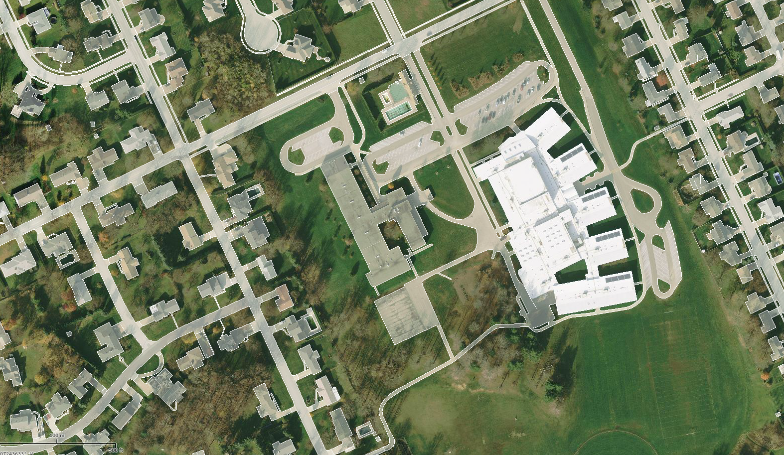 Generated with lidar and high-resolution imagery, this map displays the impervious surfaces on residents' and commercial property owners' land in Erie County, Ohio.