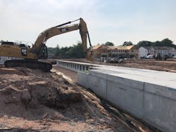Three underground detention systems were designed to reduce the stormwater runoff peak flows. Three underground detention systems were designed to reduce the stormwater runoff peak flows.