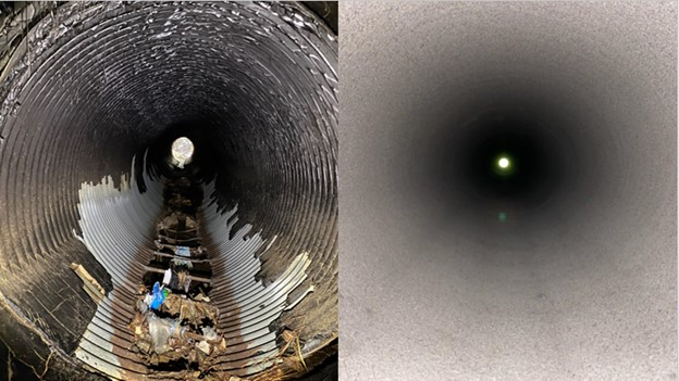 High-strength grout was pumped into the missing invert.