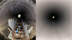 High-strength grout was pumped into the missing invert. High-strength grout was pumped into the missing invert.