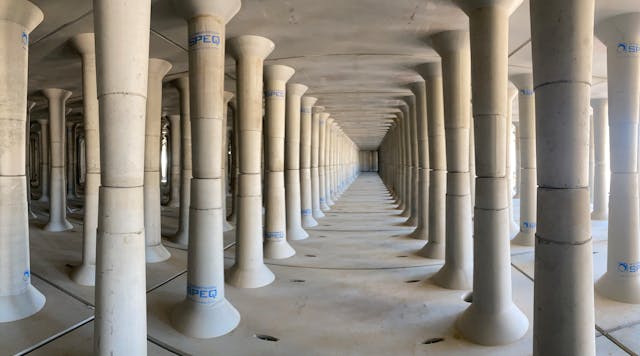 The underground infiltration system at Williams Ranch was originally designed as a plastic arch system that had an larger footprint.