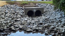 42” CheckMate® UltraFlex® In-Line Check Valves installed on a thimble plate on the concrete culvert. 42” CheckMate® UltraFlex® In-Line Check Valves installed on a thimble plate on the concrete culvert.