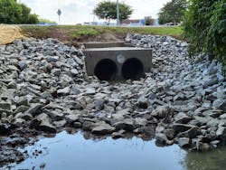 42” CheckMate® UltraFlex® In-Line Check Valves installed on a thimble plate on the concrete culvert. 42” CheckMate® UltraFlex® In-Line Check Valves installed on a thimble plate on the concrete culvert.