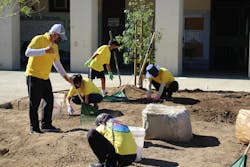 Volunteers working on the Jackson Elementary schoolyard project