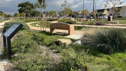 In a project similar to the Merced Avenue Greenway, a median was installed in East LA that captures and filters stormwater while providing greenspace, walking paths, and educational signage.