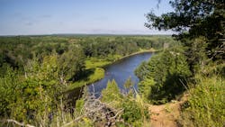 The Au Sable River Valley, a blue ribbon trout stream located in the Lower Peninsula of Michigan.