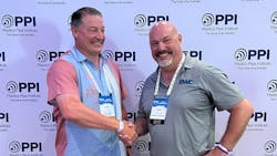 David M. Fink, PPI president (left) congratulates Rich Houle (right) of Reliance Worldwide for being named Member of the Year for the Building & Construction division. David M. Fink, PPI president (left) congratulates Rich Houle (right) of Reliance Worldwide for being named Member of the Year for the Building & Construction division.