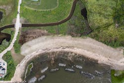 The 450-foot-long strip of beach and dune known as the Hepburn Dune experienced decades of significant erosion from coastal wave action. The 450-foot-long strip of beach and dune known as the Hepburn Dune experienced decades of significant erosion from coastal wave action.