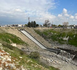 The new spillway allows CBWCD to raise the water level in Montclair Basin #1 by eight feet. The new spillway allows CBWCD to raise the water level in Montclair Basin #1 by eight feet.