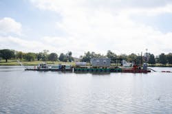 Side view of the dredging barge. Side view of the dredging barge.