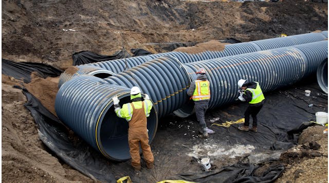 The pipes for this project were wrapped in non-woven geotextile.