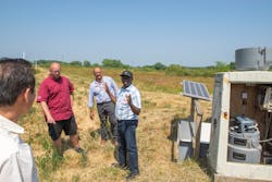 Buffer strips in a 600 foot long by 60 foot wide section reduce runoff from farm fields at the MWRD Prairie Plan property in Fulton County. Buffer strips in a 600 foot long by 60 foot wide section reduce runoff from farm fields at the MWRD Prairie Plan property in Fulton County.