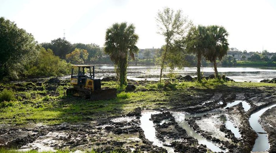 Aaran&apos;s Pond in Tampa, Florida. Here, USF researchers are testing a filtration system to remove pollutants and capture nutrients from stormwater runoff.