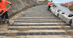 Modular blocks were used to create three interlocking reinforced wall designs. Modular blocks were used to create three interlocking reinforced wall designs.