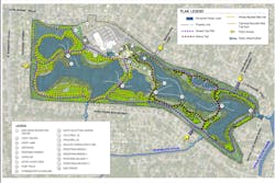 The park will feature 3 miles of greenway, wildlife viewing platforms, nature trails, a 2.5 mile mountain bike flow trail system, pickleball courts and more. The park will feature 3 miles of greenway, wildlife viewing platforms, nature trails, a 2.5 mile mountain bike flow trail system, pickleball courts and more.