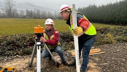 USACE flood team members Jeff Wood and Stephen Green work at a levee near Hamilton, Washington, December 5, 2023. USACE flood team members Jeff Wood and Stephen Green work at a levee near Hamilton, Washington, December 5, 2023.