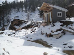 The flooding event exposed homes and roadways to imminent threat of streambank erosion. The flooding event exposed homes and roadways to imminent threat of streambank erosion.