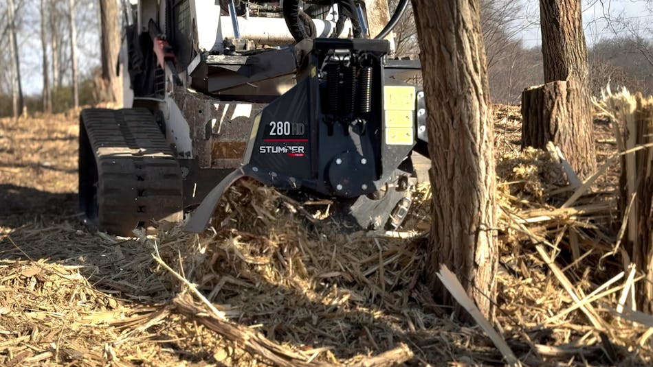 The stump grinder balances safety with efficiency due to the combination of low-rpm processing and heavy-duty chip deflectors that reduce the debris field.