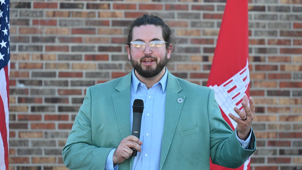 Boone Bowling, mayor of Middlesboro, Kentucky, speaks during a ribbon-cutting ceremony marking completion of the $7.9 million clearance project.