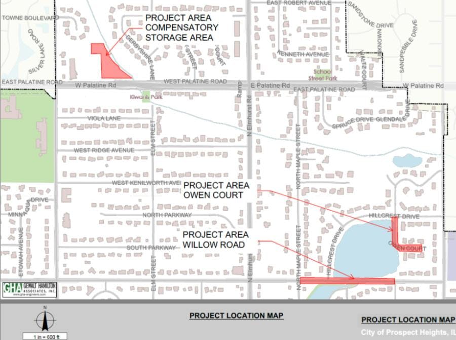 A flood control project long discussed in Prospect Heights along Willow Road is one step closer to reality thanks to funding from the MWRD and the identification of a compensatory storage location.