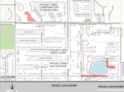 A flood control project long discussed in Prospect Heights along Willow Road is one step closer to reality thanks to funding from the MWRD and the identification of a compensatory storage location. A flood control project long discussed in Prospect Heights along Willow Road is one step closer to reality thanks to funding from the MWRD and the identification of a compensatory storage location.