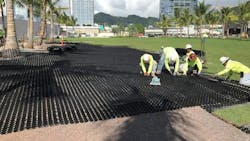 Permeable pavements store precipitation and water in a stone reservoir beneath the blocks, that are eventually infiltrated into the groundwater reserves. Permeable pavements store precipitation and water in a stone reservoir beneath the blocks, that are eventually infiltrated into the groundwater reserves.