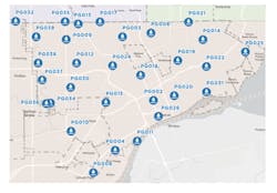 City of Detroit rain gauges used for regional rainfall analysis. City of Detroit rain gauges used for regional rainfall analysis.