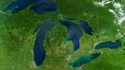 Satellite view of the Great Lakes. Elements of the image furnished by NASA. Satellite view of the Great Lakes. Elements of the image furnished by NASA.