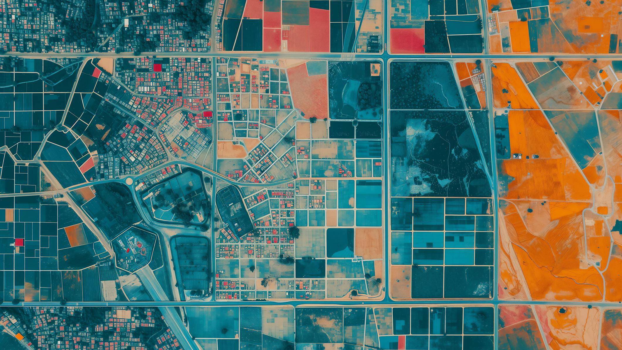 Map of elevation of a city urban area with roads and junctions for GIS and planning usage. Digital elevation model. GIS 3D illustration made after processing aerial pictures taken from a drone. It shows lidar scanned, huge urban area of a city with roads and junctions between dense blocks