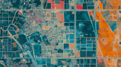 Map of elevation of a city urban area with roads and junctions for GIS and planning usage. Digital elevation model. GIS 3D illustration made after processing aerial pictures taken from a drone. It shows lidar scanned, huge urban area of a city with roads and junctions between dense blocks