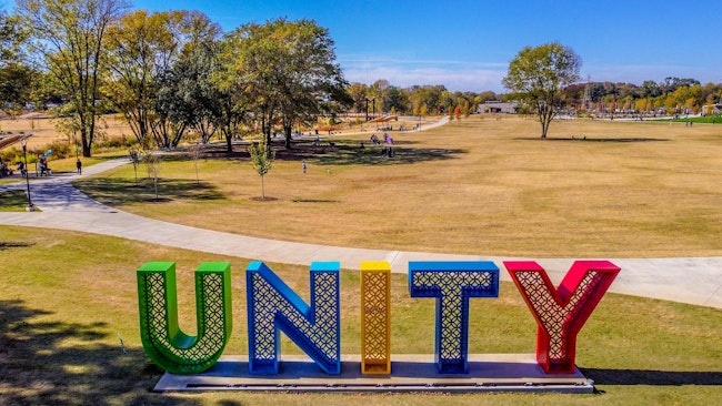 UNITY park sign in Greenville, South Carolina.