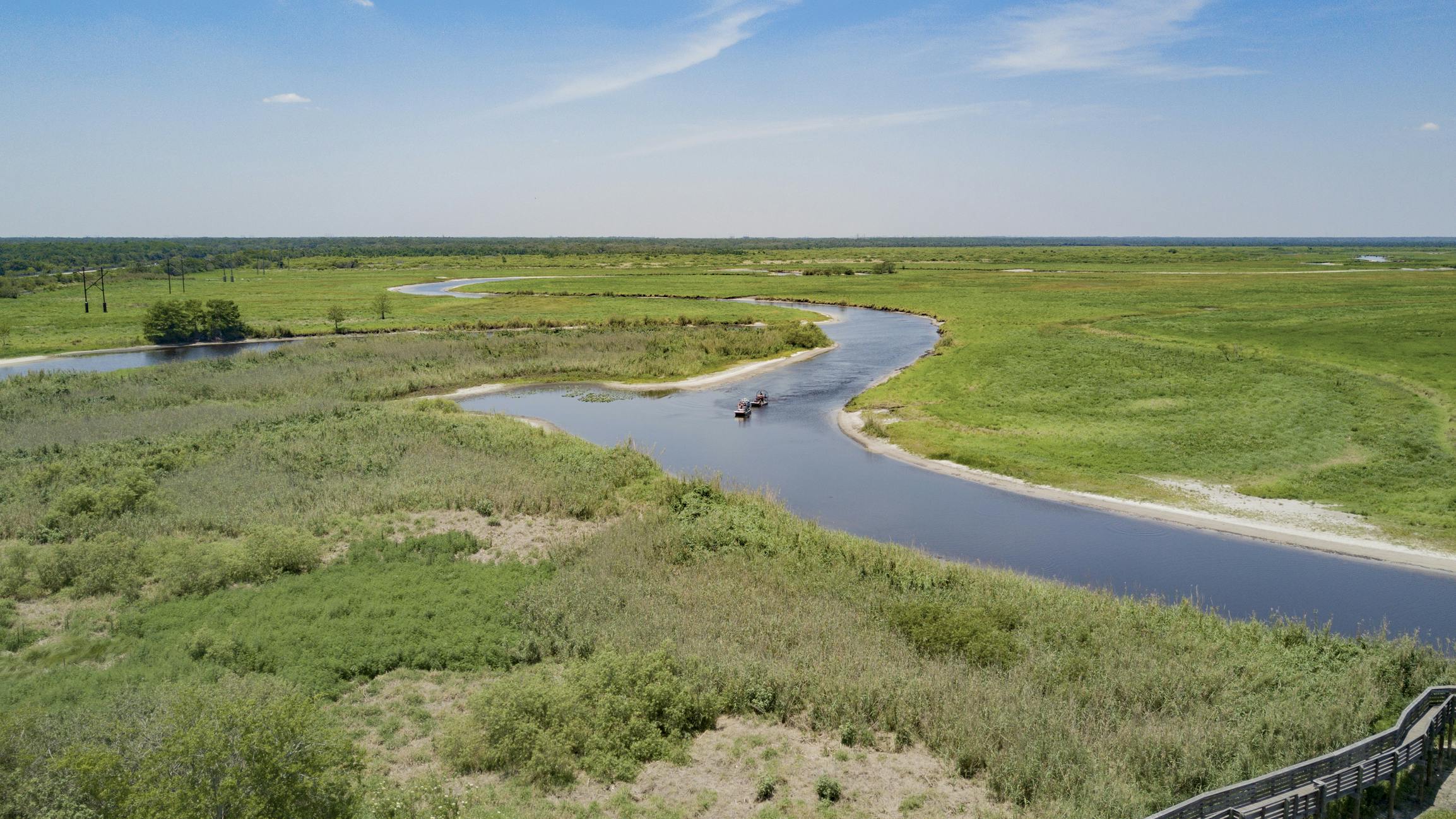 Airboating on the St Johns River in Brevard County, Florida.