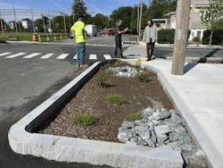 Rip rap can be used at the entrance of rain gardens to capture coarse sediment and prevent erosion Rip rap can be used at the entrance of rain gardens to capture coarse sediment and prevent erosion