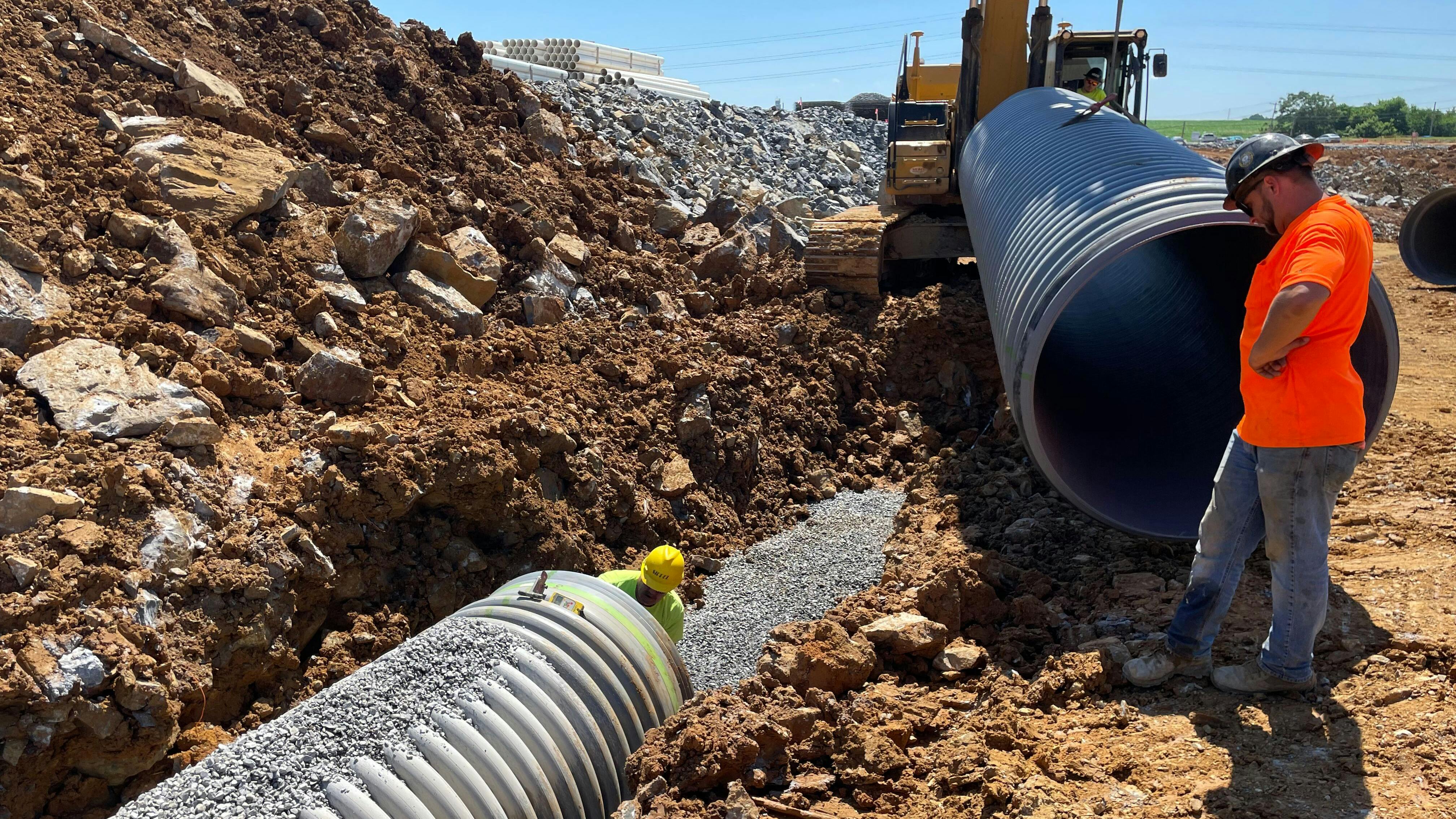 To create the underground stormwater detention system for the Currwood Logistics Park, nearly 23,000 feet of ADS HP Storm pipe in diameters ranging from 15 to 60 inches was used.