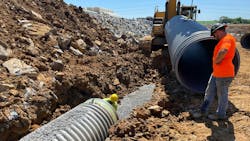 To create the underground stormwater detention system for the Currwood Logistics Park, nearly 23,000 feet of ADS HP Storm pipe in diameters ranging from 15 to 60 inches was used. To create the underground stormwater detention system for the Currwood Logistics Park, nearly 23,000 feet of ADS HP Storm pipe in diameters ranging from 15 to 60 inches was used.