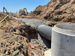 The topography of the Currwood site near Antietam Creek in Maryland led the designer of the stormwater management system, Frederick, Seibert and Associates, Inc. to go underground in order to have a capacity of more than 800,000 gallons of detention. The topography of the Currwood site near Antietam Creek in Maryland led the designer of the stormwater management system, Frederick, Seibert and Associates, Inc. to go underground in order to have a capacity of more than 800,000 gallons of detention.
