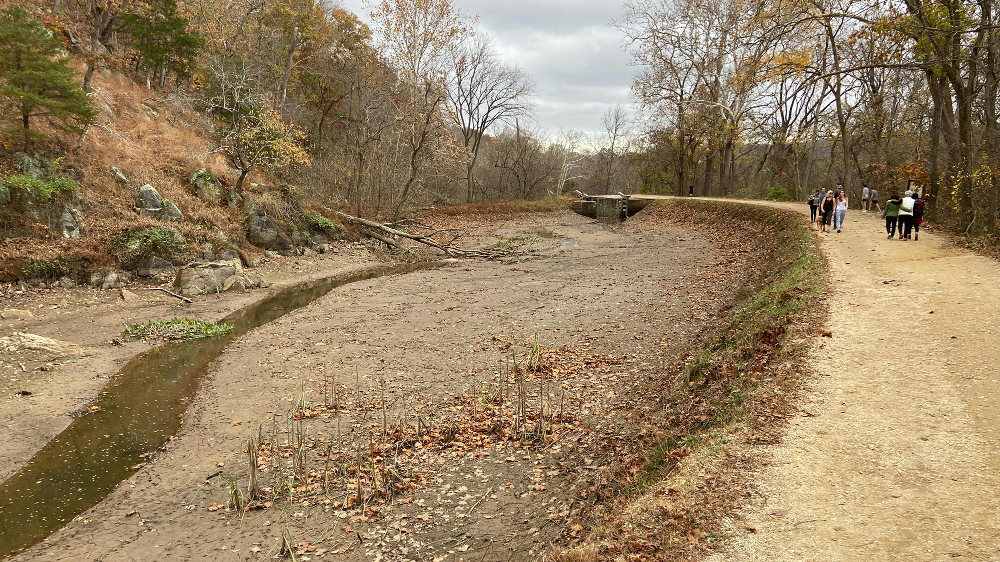 Dry C&O Canal in November near Great Falls Maryland.