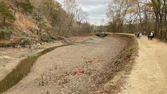 Dry C&O Canal in November near Great Falls Maryland.