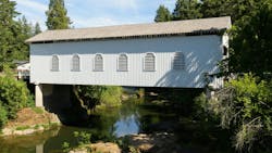 Dorena Covered Bridge in Lane County Oregon over Row River Dorena Covered Bridge in Lane County Oregon over Row River