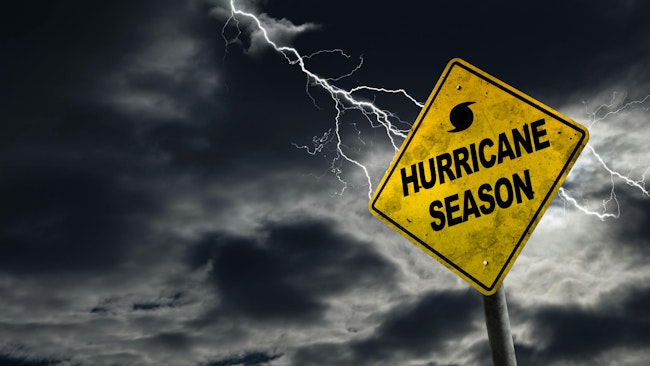 Hurricane Season Sign With Stormy Background