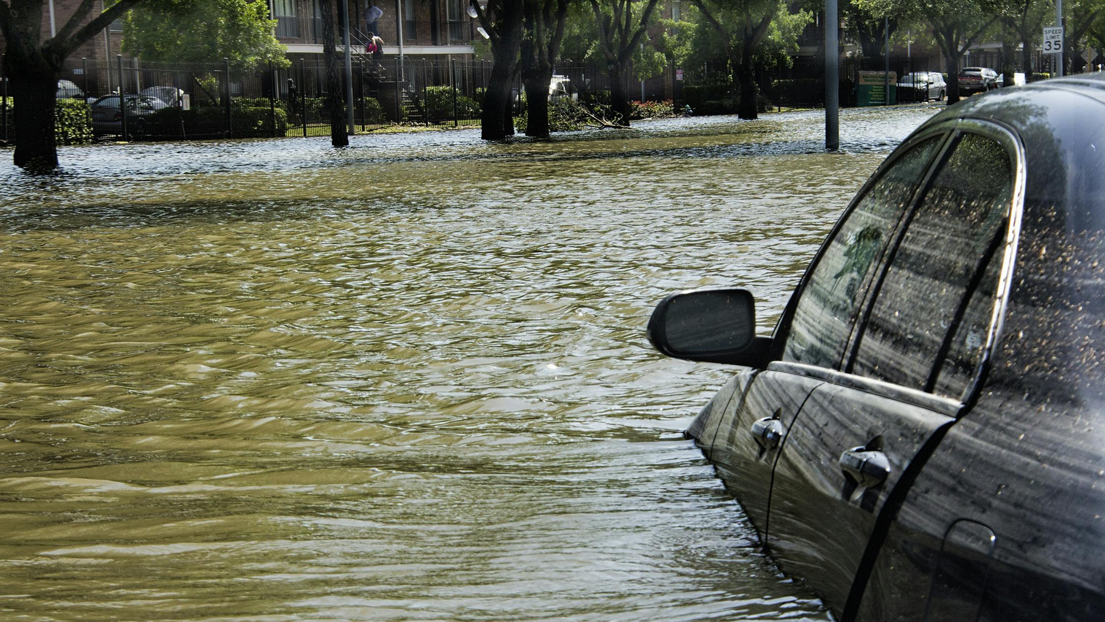 Brays Bayou overflowed during Houston, Texas floods.